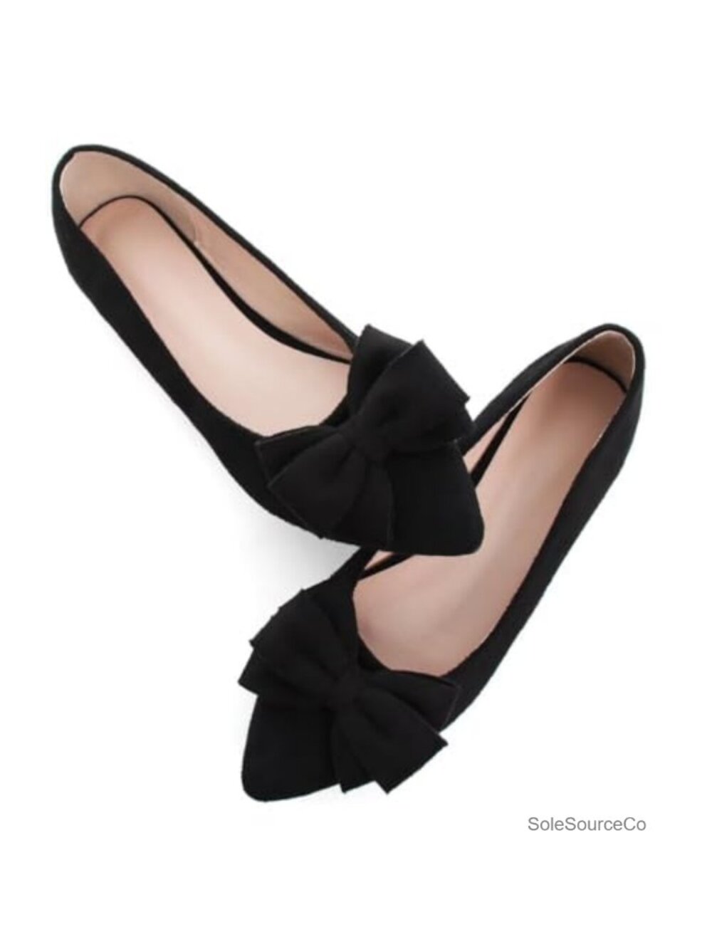Women's Suede Bowknot Pointed Toe Flats - Comfortable Slip On Dress Shoes